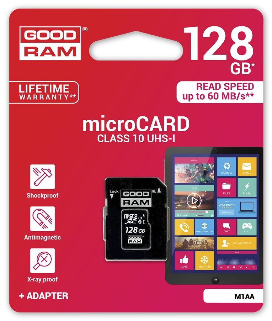 Goodram micro SDXC 128GB Class 10 + adapteris цена и информация | Atmiņas kartes mobilajiem telefoniem | 220.lv