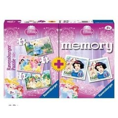 Puzles komplekts un Memory spēle Ravensburger Princeses, 07228 cena un informācija | Puzles, 3D puzles | 220.lv