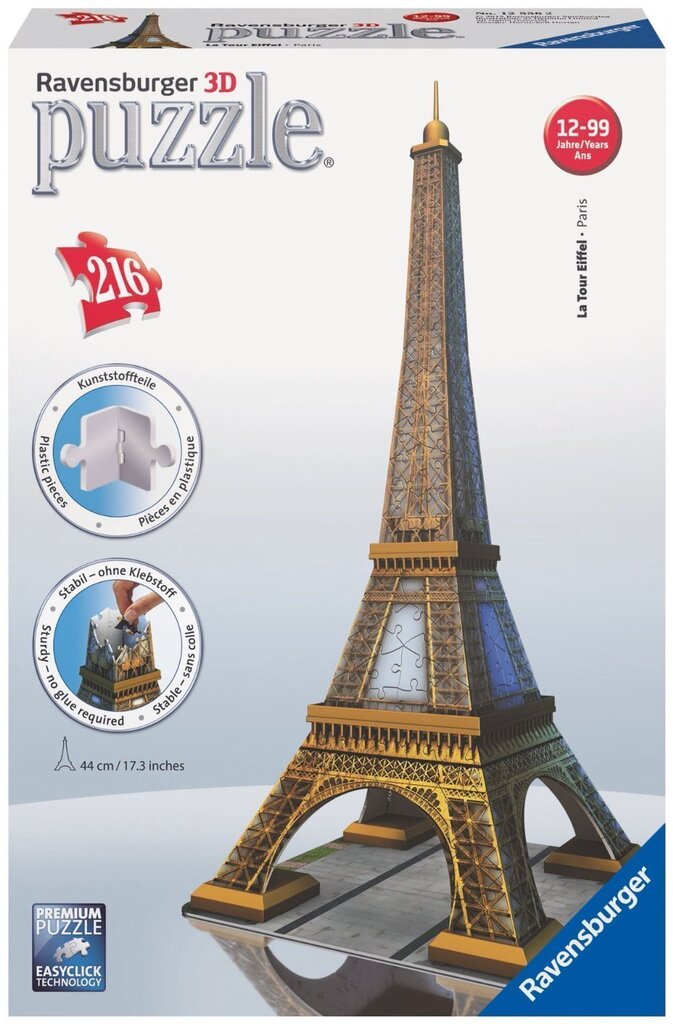 3D puzle Ravensburger Eiffel Tower, 216 detaļas cena un informācija | Puzles, 3D puzles | 220.lv