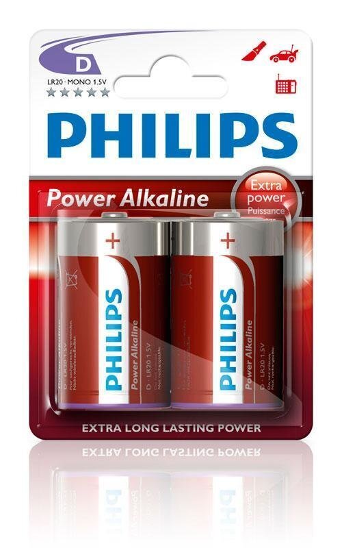Baterijas Philips, Power Alkaline D/R20 B2 cena un informācija | Dārza nojumes un lapenes | 220.lv