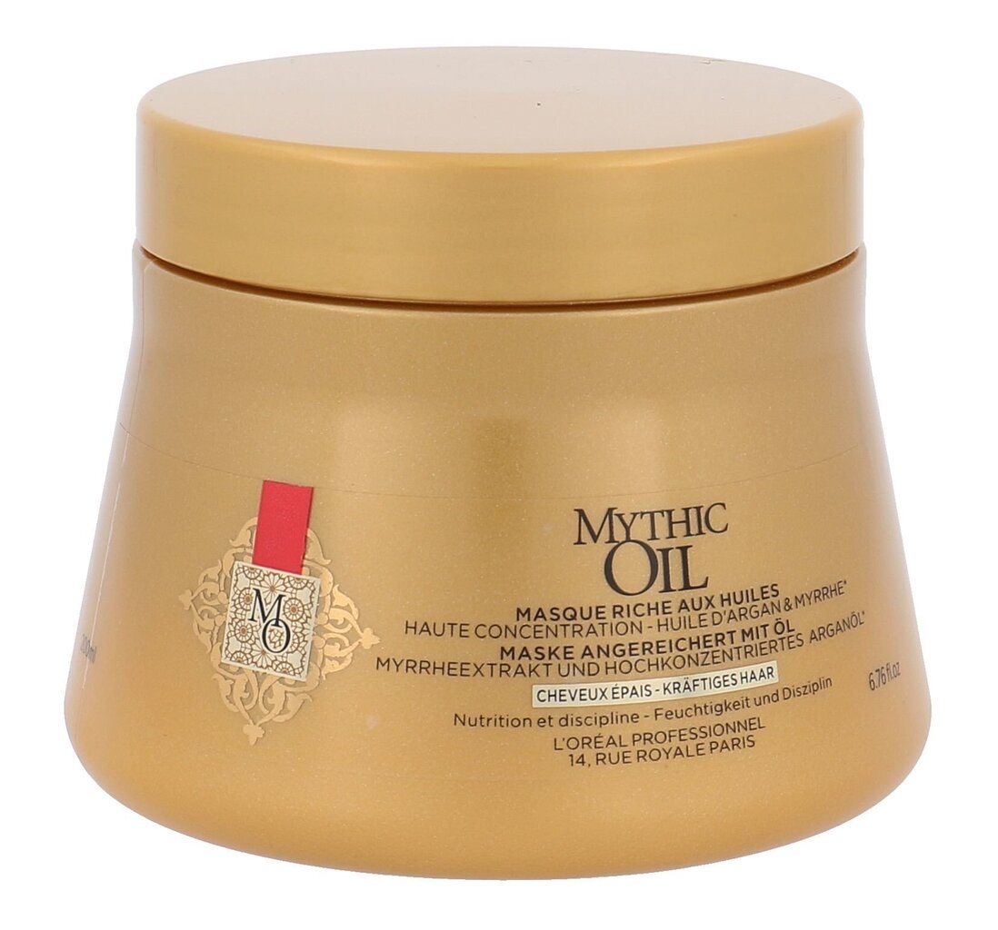 Maska nepaklausīgiem matiem L'Oreal Professionnel Paris Mythic Oil Riche 200 ml cena un informācija | Kosmētika matu stiprināšanai | 220.lv