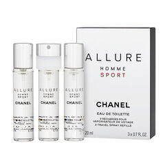 Chanel Allure Homme Sport - E DT filling (3 x 20 mL) 60 ml cena un informācija | Vīriešu smaržas | 220.lv