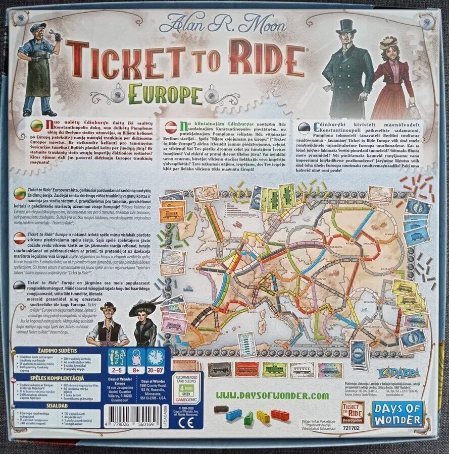 Настольная игра TICKET TO RIDE Европа цена | 220.lv