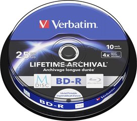 Verbatim 43825 25 GB 4x M-Disc BD-R, 10 gab. cena un informācija | Vinila plates, CD, DVD | 220.lv