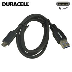 Duracell Universāls USB 3.0 Type-A uz Type-C Datu un Uzlādes Kabelis 1m Melns cena un informācija | Savienotājkabeļi | 220.lv