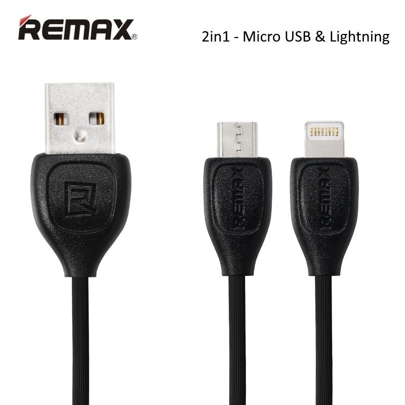 Remax LESU Magic 2in1 Vienā Savienojumā Micro USB un Apple Lightning Datu un Uzlādes Kabelis 2m Melns цена и информация | Savienotājkabeļi | 220.lv