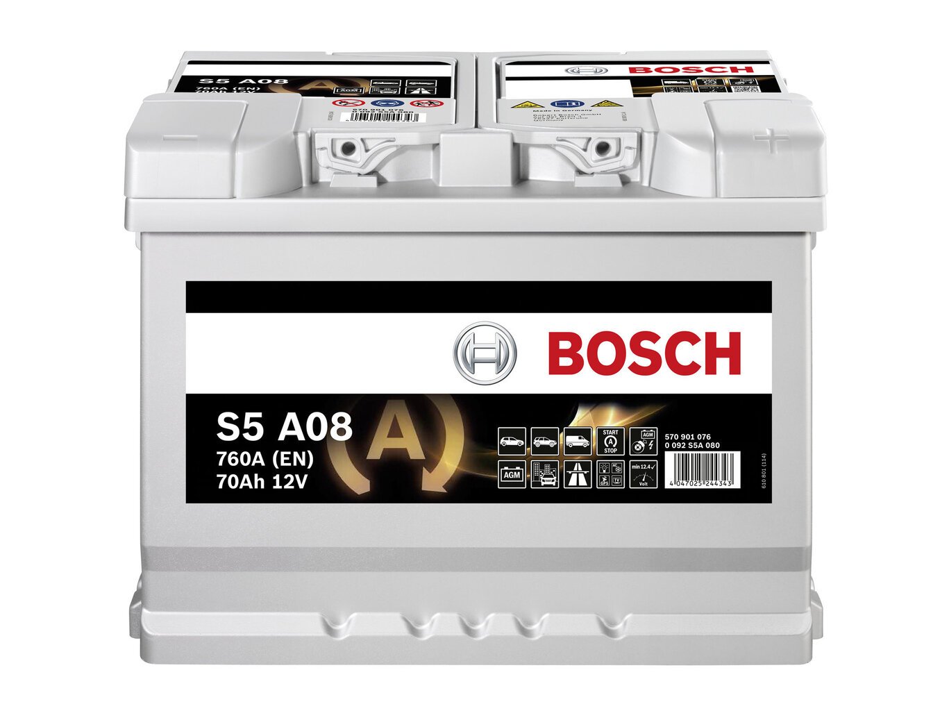 Akumulātors Bosch S5A08 AGM 70AH 760A цена и информация | Akumulatori | 220.lv