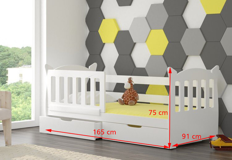 Bērnu gulta Lena, 160x75 cm, balta cena un informācija | Bērnu gultas | 220.lv