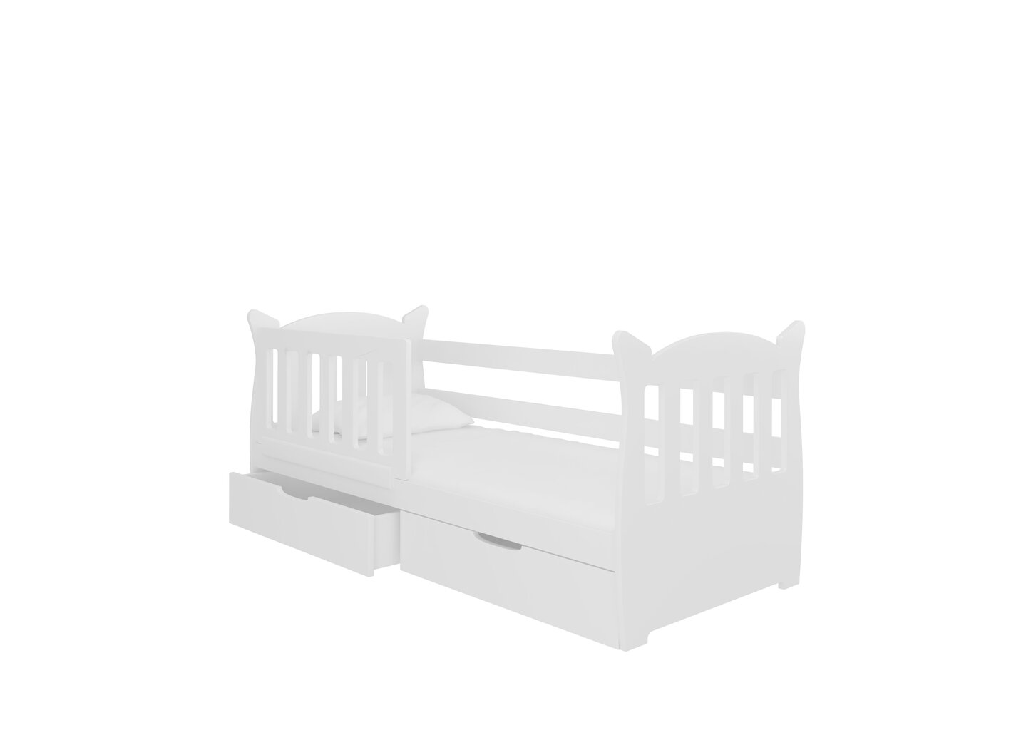 Bērnu gulta Lena, 160x75 cm, balta cena un informācija | Bērnu gultas | 220.lv