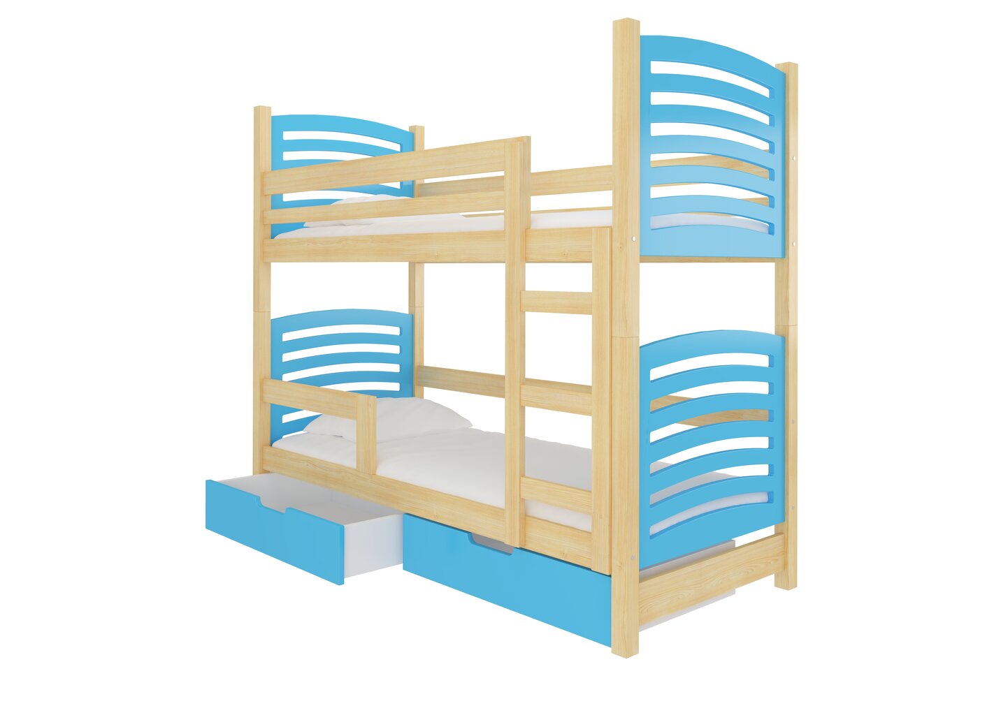 Divstāvu gulta ar matraci Osuna, zila/brūna цена и информация | Bērnu gultas | 220.lv