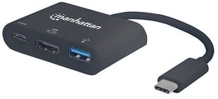 Manhattan USB-C 3.1 multiport adapter -> HDMI/USB-A/USB-C black цена и информация | Адаптеры и USB разветвители | 220.lv