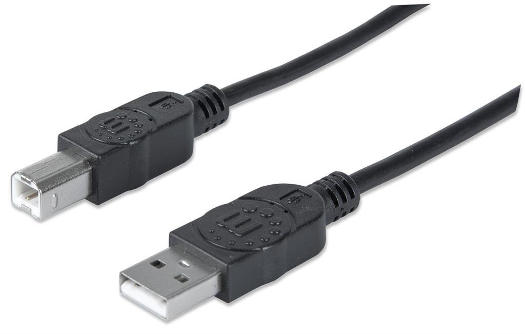 Kabelis Manhattan USB 2.0 AM-BM 5m ekranēts, printerim, melns цена и информация | Kabeļi un vadi | 220.lv