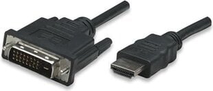 Manhattan Monitor cable HDMI-DVI-D 24+1 M/M 3m black cena un informācija | Kabeļi un vadi | 220.lv