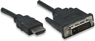 Manhattan Monitor cable HDMI-DVI-D 24+1 M/M 3m black цена и информация | Кабели и провода | 220.lv