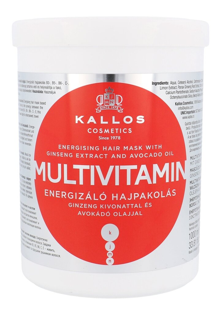 Maska sausiem matiem Kallos Multivitamin 1000 ml цена и информация | Matu uzlabošanai | 220.lv