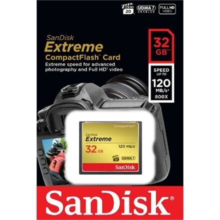 Atmiņas karte SanDisk CompactFlash Extreme 32GB 120MB/s cena un informācija | Atmiņas kartes fotokamerām | 220.lv