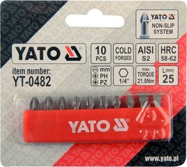 Uzgaļu komplekts YATO 1/4 " 25 mm, 10 gab. cena un informācija | Rokas instrumenti | 220.lv
