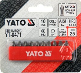 Комплект насадок Yato PZ2x25мм 1/4", 10 шт. цена и информация | Механические инструменты | 220.lv