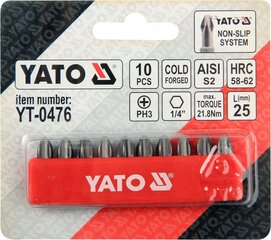 Uzgaļu komplekts Yato PH3x25mm 1/4", 10 gab. цена и информация | Механические инструменты | 220.lv