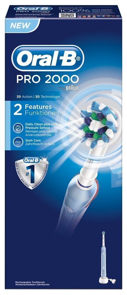 Braun Oral-B PRO 2000 White цена и информация | Elektriskās zobu birstes | 220.lv