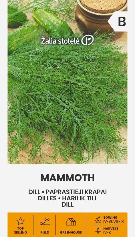 DILLES MAMMOTH цена и информация | Dārzeņu, ogu sēklas | 220.lv