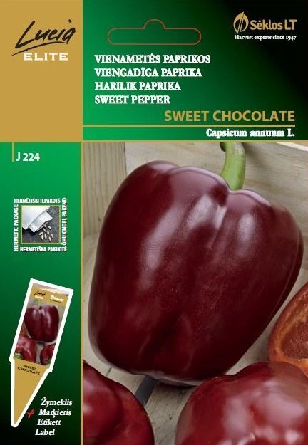 Viengadīga paprika Sweet Chocolate cena un informācija | Dārzeņu, ogu sēklas | 220.lv