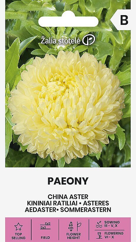 ASTERES PAEONY YELLOW cena un informācija | Puķu sēklas | 220.lv