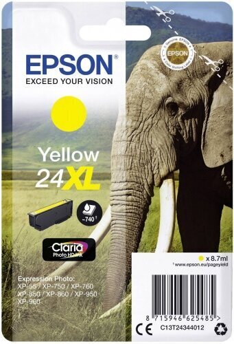 EPSON C13T24344012, dzeltens cena un informācija | Tintes kārtridži | 220.lv