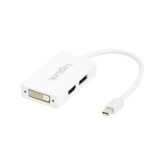 Адаптер "LogiLink" 3in1, "Mini DisplayPort" с "HDMI / DVI / DisplayPort", белый цена и информация | Кабели и провода | 220.lv