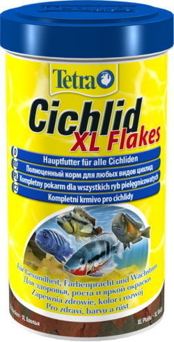 Barība lielajām dekoratīvajām zivīm Tetra Cichlid XL Flakes, 500 ml cena un informācija | Zivju barība | 220.lv