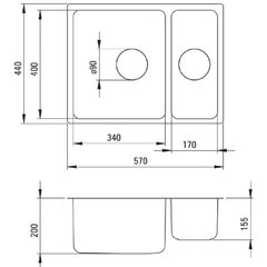 Virtuves izlietne Egeria, 570x440 цена и информация | Раковины на кухню | 220.lv