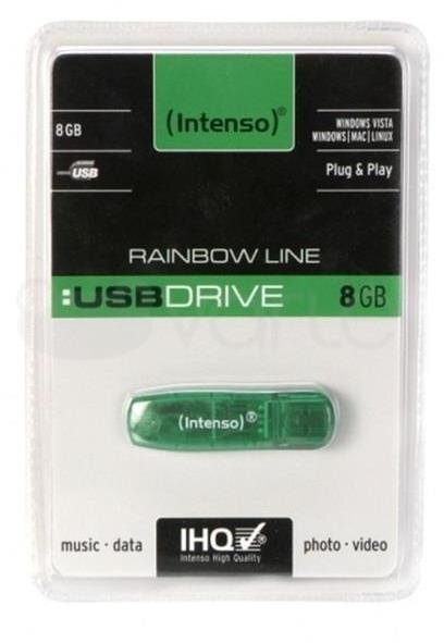 USB zibatmiņas disks Intenso Rainbow, 8GB cena un informācija | USB Atmiņas kartes | 220.lv