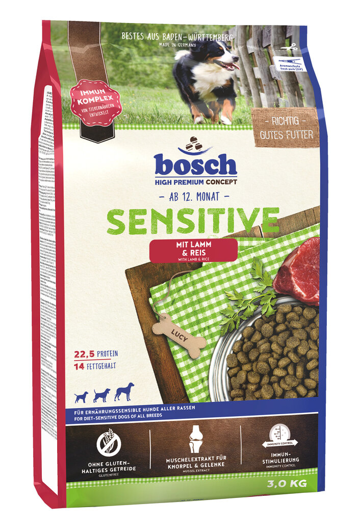 Sausā barība Bosch Petfood Sensitive Lamb & Rice (High Premium) 3kg cena un informācija | Sausā barība suņiem | 220.lv