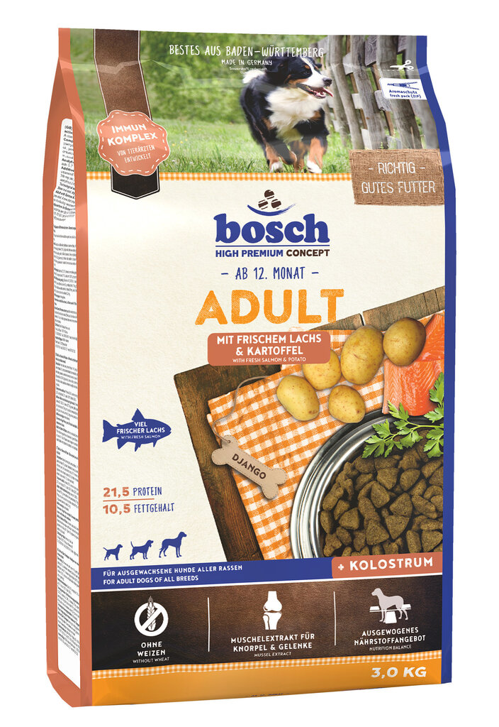 Bosch Adult Salmon & Potato (High Premium), 3 kg cena un informācija | Sausā barība suņiem | 220.lv