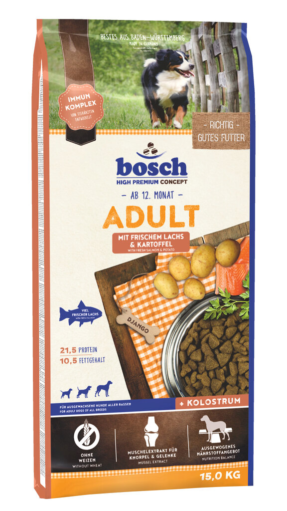 Bosch Petfood Adult Salmon & Potato (High Premium) 15kg цена и информация | Sausā barība suņiem | 220.lv