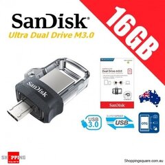 USB-накопитель данных SanDisk - ULTRA DUAL DRIVE m 3.0 16 ГБ 130 МБ/с цена и информация | USB накопители | 220.lv