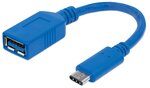 Manhattan USB 3.1 Gen1 cable, C-type / A-type M/F 15cm blue