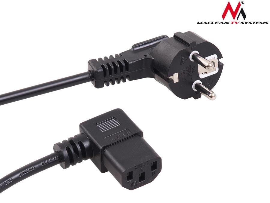 Maclean MCTV-803 Angled power cable 3 pin 3M plug EU cena un informācija | Kabeļi un vadi | 220.lv