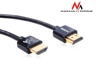 Maclean MCTV-702 2m HDMI-HDMI SLIM v1.4 High Quality Cable 3d GOLD cena un informācija | Kabeļi un vadi | 220.lv