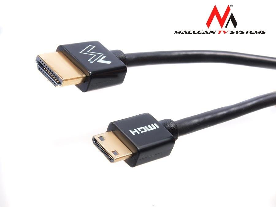 Maclean MCTV-711 1m HDMI-miniHDMI SLIM v1.4 cena un informācija | Kabeļi un vadi | 220.lv