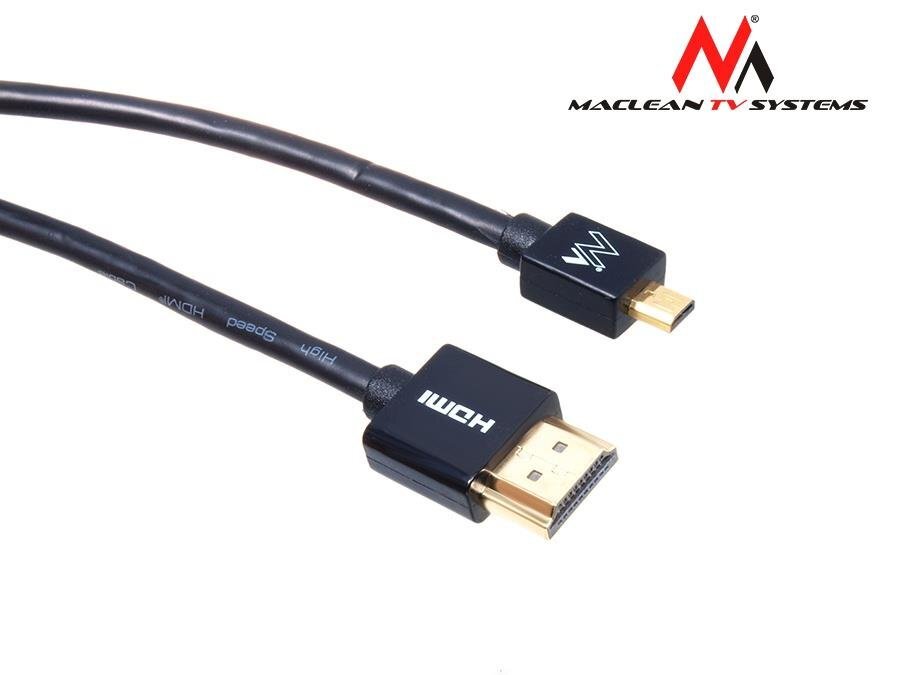 Maclean MCTV-722 2m HDMI-microHDMI SLIM v1.4 cena un informācija | Kabeļi un vadi | 220.lv