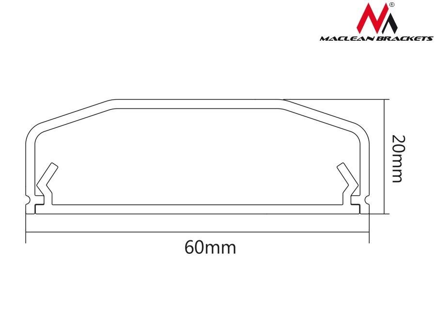 Cable cover strip Maclean MC-693 W 60x20x750mm Aluminum straight open and order cena un informācija | Kabeļi un vadi | 220.lv