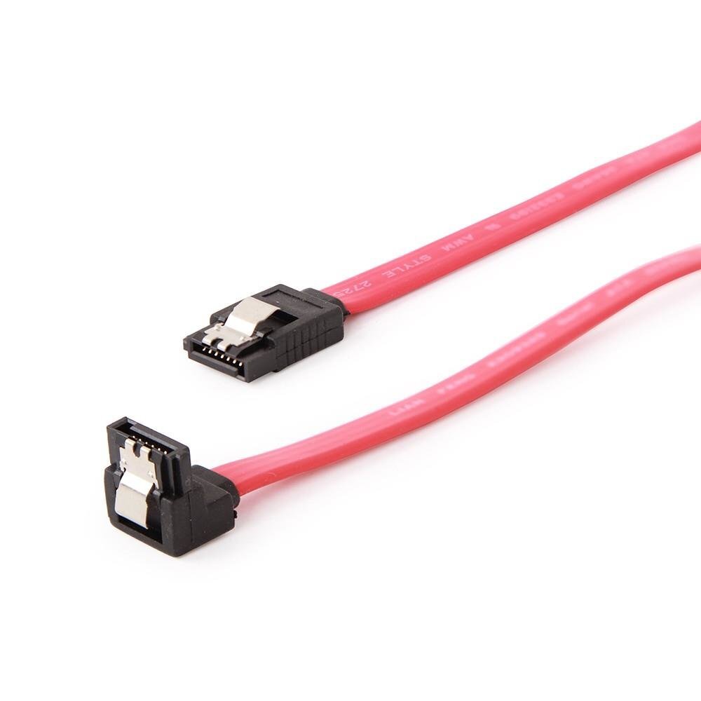 Gembird Serial ATA III 50 cm Datu kabelis ar 90 grādu saliektām, metāla skavām, sarkans cena un informācija | Kabeļi un vadi | 220.lv