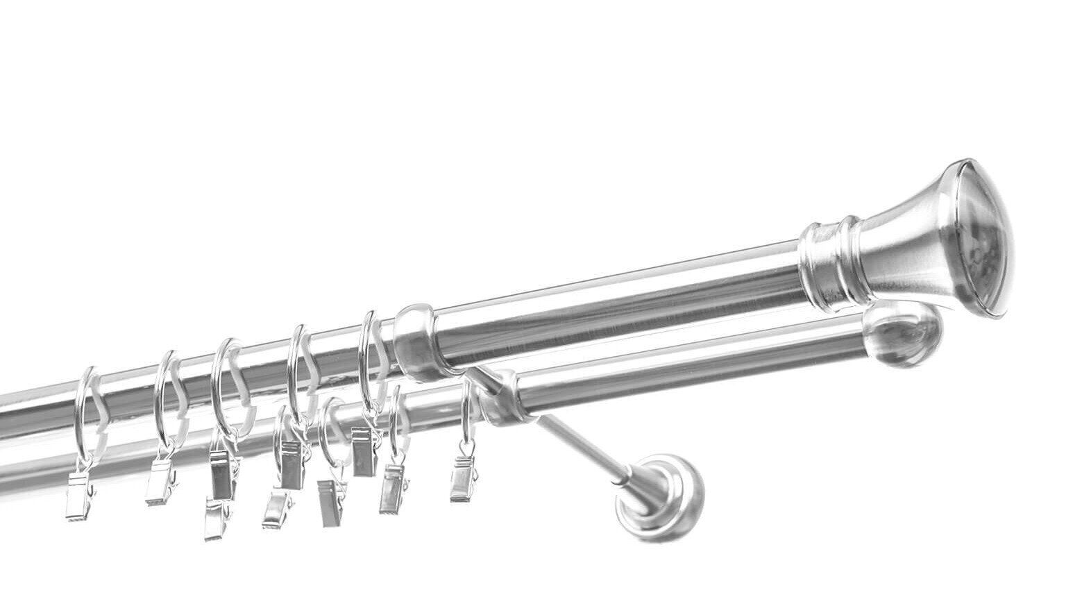 Dubultā karnīze 25 mm + 19 mm APOLLO, 250 cm, nerūsējošais tērauds цена и информация | Aizkaru stangas, karnīzes | 220.lv