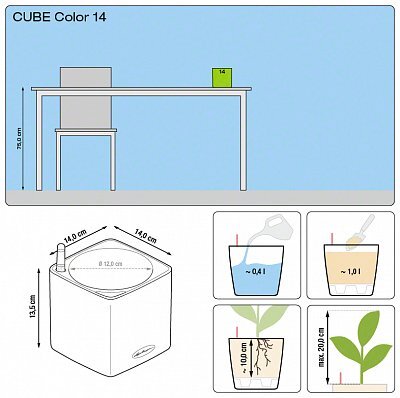 Puķupods Lechuza Cube Color 14, balts cena un informācija | Puķu podi | 220.lv