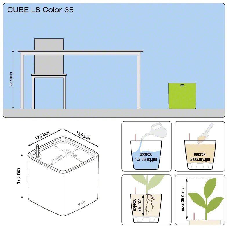 Puķu pods Lechuza Cube LS Color 35 cena un informācija | Puķu podi | 220.lv