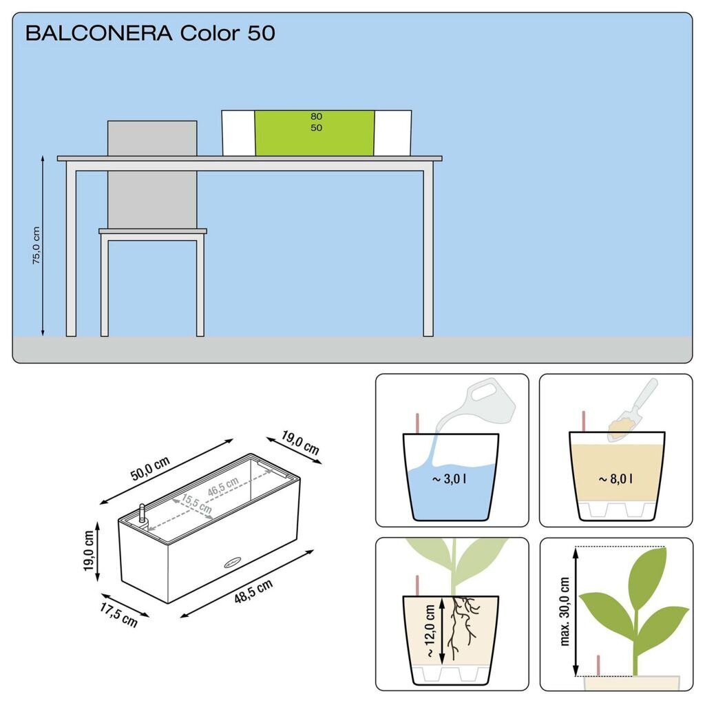 Balkona kaste Lechuza Balconera Color 50 цена и информация | Balkona kastes | 220.lv