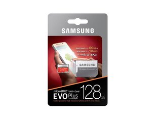 Atmiņas karte Samsung MicroSDXC Evo+ Class 10 128GB ar adapteri цена и информация | Карты памяти для мобильных телефонов | 220.lv