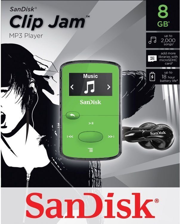 MP3 SanDisk Clip Jam 8 GB, Zaļš цена и информация | MP3 atskaņotāji | 220.lv