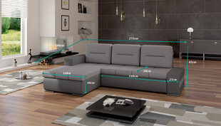 Stūra dīvāns NORE Ottavio, kreisās puses, melns/balts kaina ir informacija | Stūra dīvāni | 220.lv